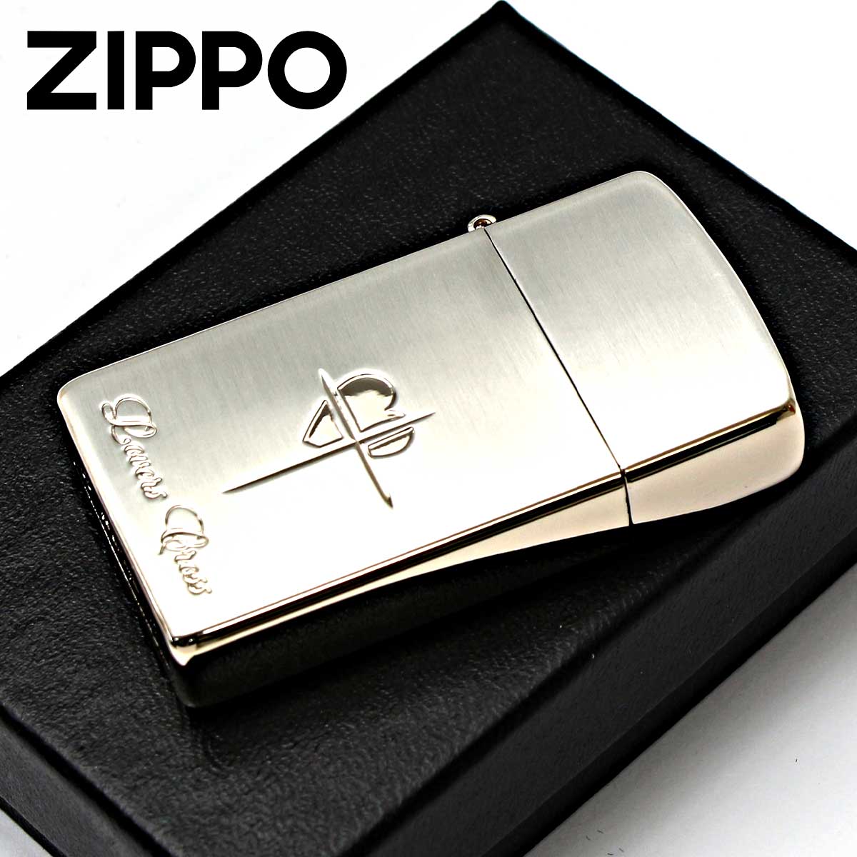 Zippo ジッポー ラバーズ クロス スリム ハート 銀サテーナ&ピンクゴールド Lovers Cross 63040398