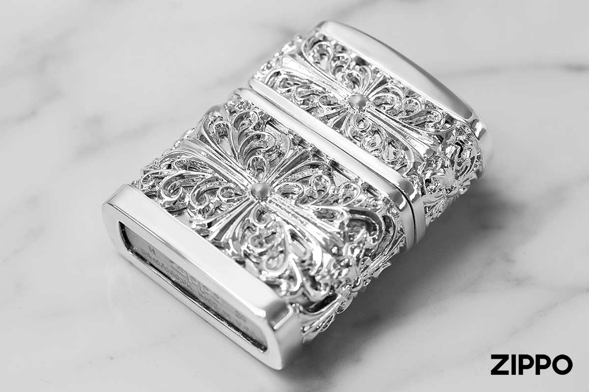 Zippo ジッポー クロス 十字架 メタル ジャケット 銀メッキ Metal Jacket CROSS 2NMJ-CRO20