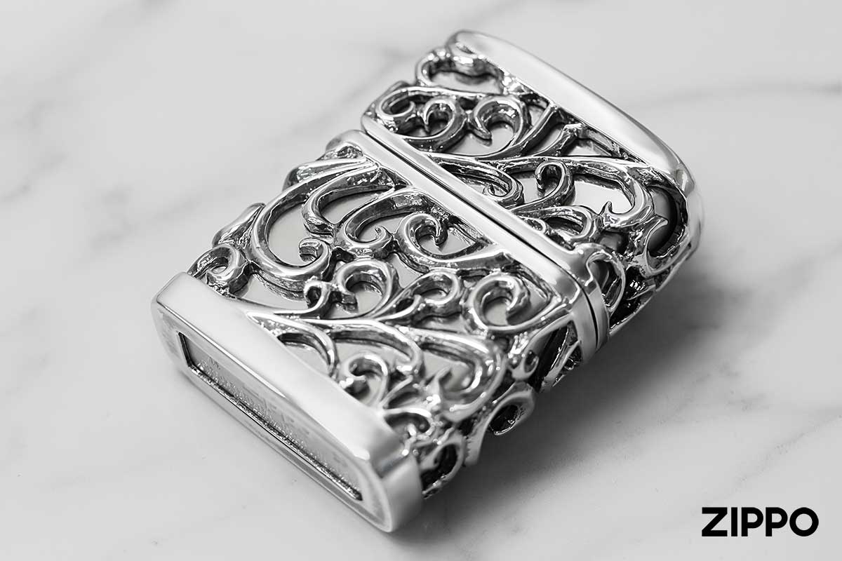 Zippo ジッポー アラベスク 唐草 メタル ジャケット 銀メッキイブシ Metal Jacket ARABESQUE 2SIMJ-DEVIL20