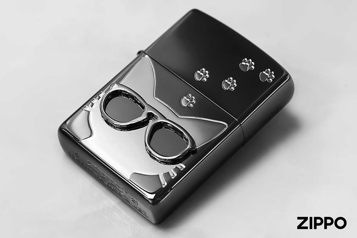 Zippo ジッポー 猫 ネコ 足跡 サングラス メタル Love Cat シルバー BdCAT-SV