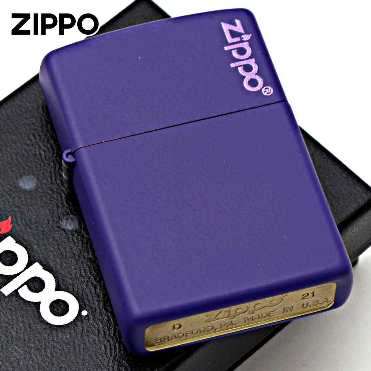 Zippo ジッポー パープル マット ジッポ ロゴ Purple Matte Zippo Logo 237ZL メール便可