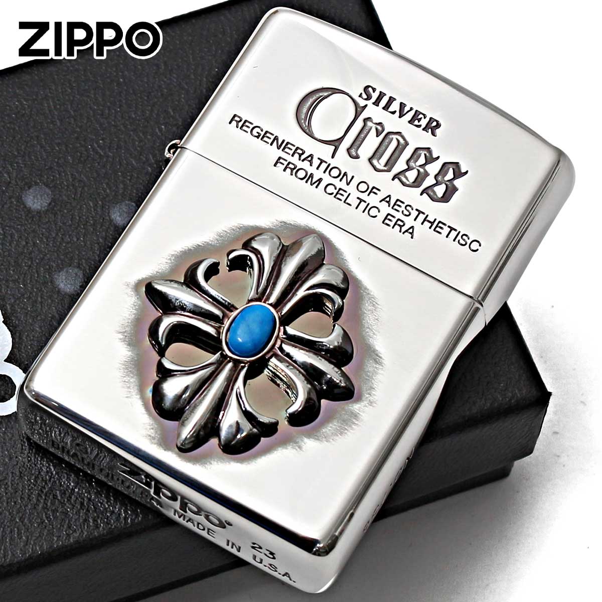 Zippo ジッポー クロス 十字架 メタル 純銀メタル いぶし仕上げ Cross Metal CRS-I メール便可