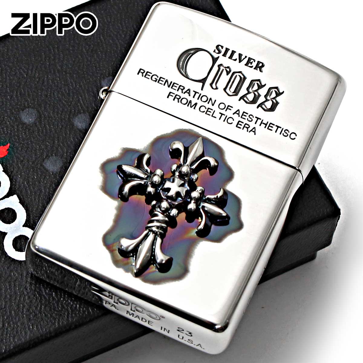 Zippo ジッポー クロス 十字架 メタル 純銀メタル いぶし仕上げ Cross Metal CRS-M メール便可
