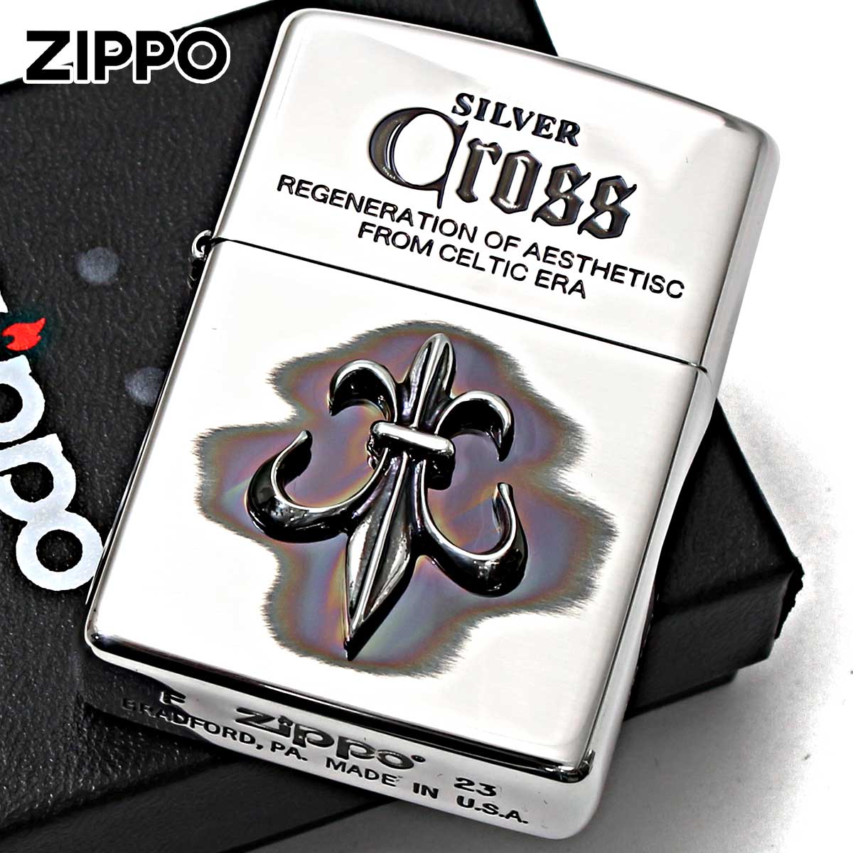 Zippo ジッポー クロス 十字架 メタル 純銀メタル いぶし仕上げ Cross Metal CRS-N メール便可