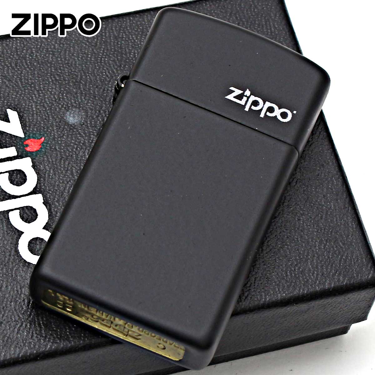 Zippo ジッポー スリム ブラック マット ジッポ ロゴ SLIM Black Matte Zippo Logo 1618ZL メール便可