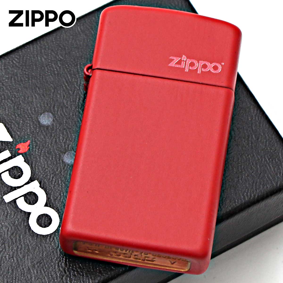 Zippo ジッポー スリム レッド マット ジッポ ロゴ SLIM Red Matte Zippo Logo 1633ZL メール便可