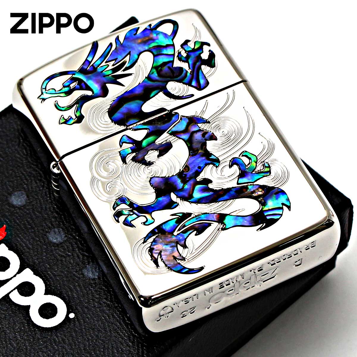 Zippo ジッポー アーマー ドラゴン シェル 龍 貝貼り 両面加工 ARMOR SHELL Dragon 162KB-RYSP