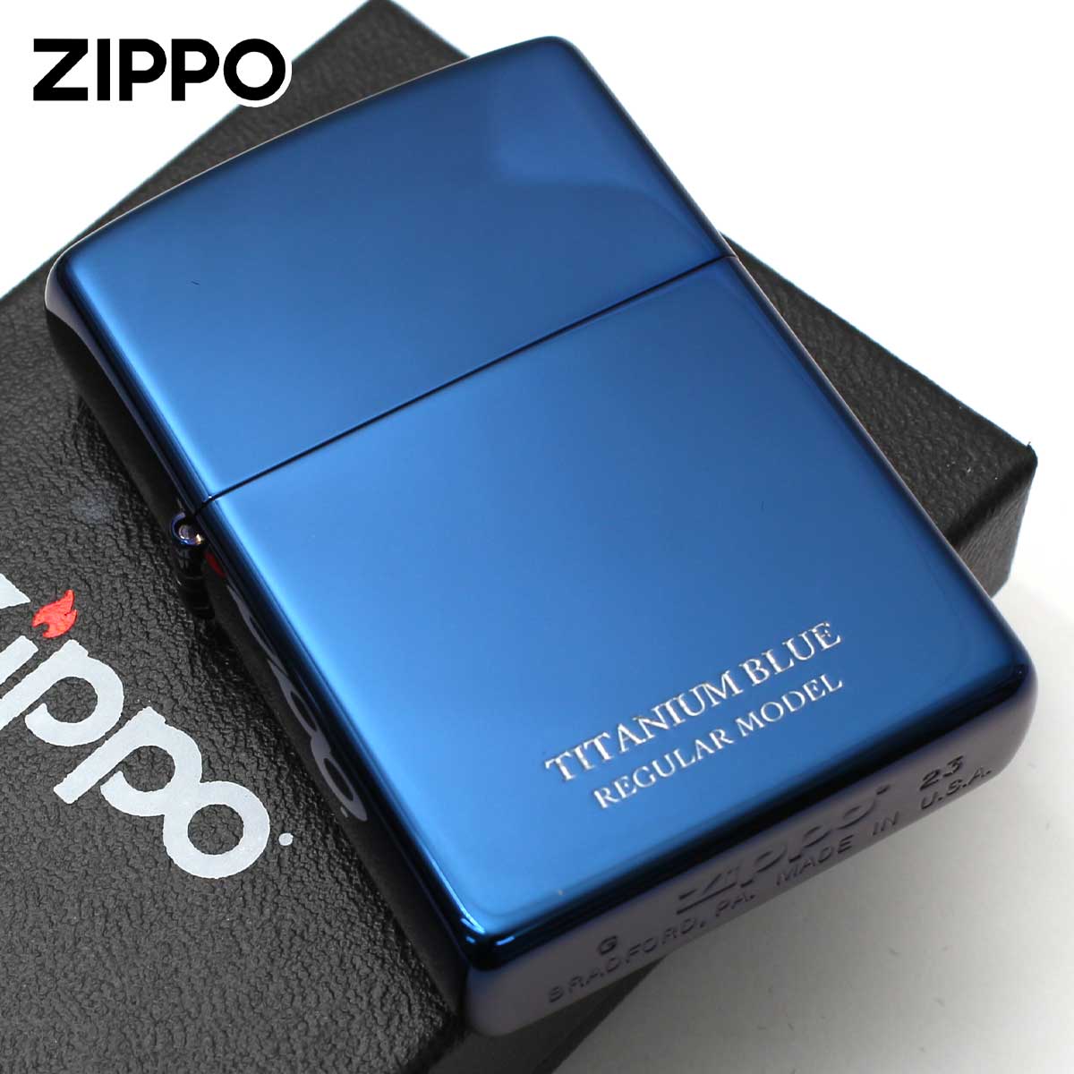 Zippo ジッポー レギュラー チタニューム ブルー ポリッシュ 鏡面 Titanium series 20-BLTT メール便可