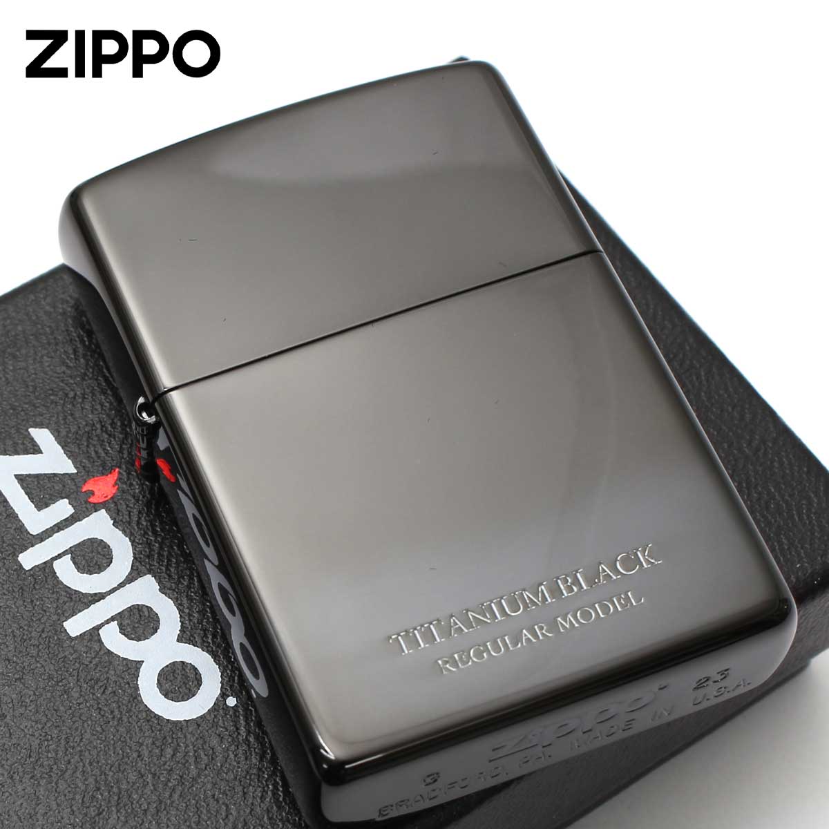 Zippo ジッポー レギュラー チタニューム ブラック ポリッシュ 鏡面 Titanium series 20-BKTT メール便可