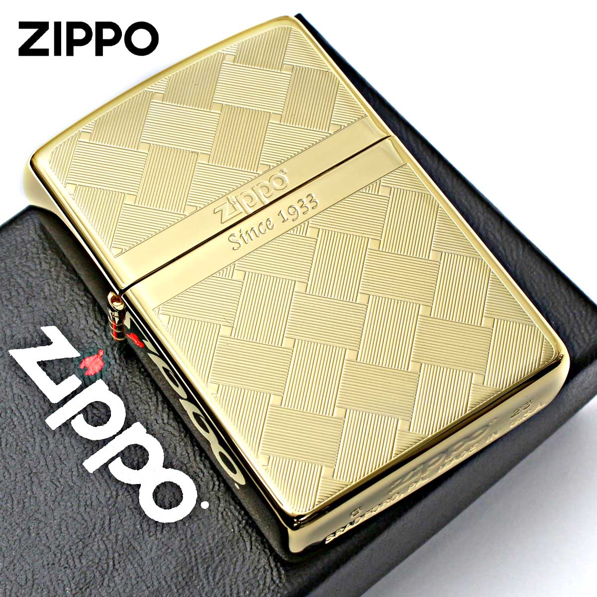 Zippo ジッポー 網目模様 両面加工 つむぎ ゴールド Tsumugi MESH 2G-MESH