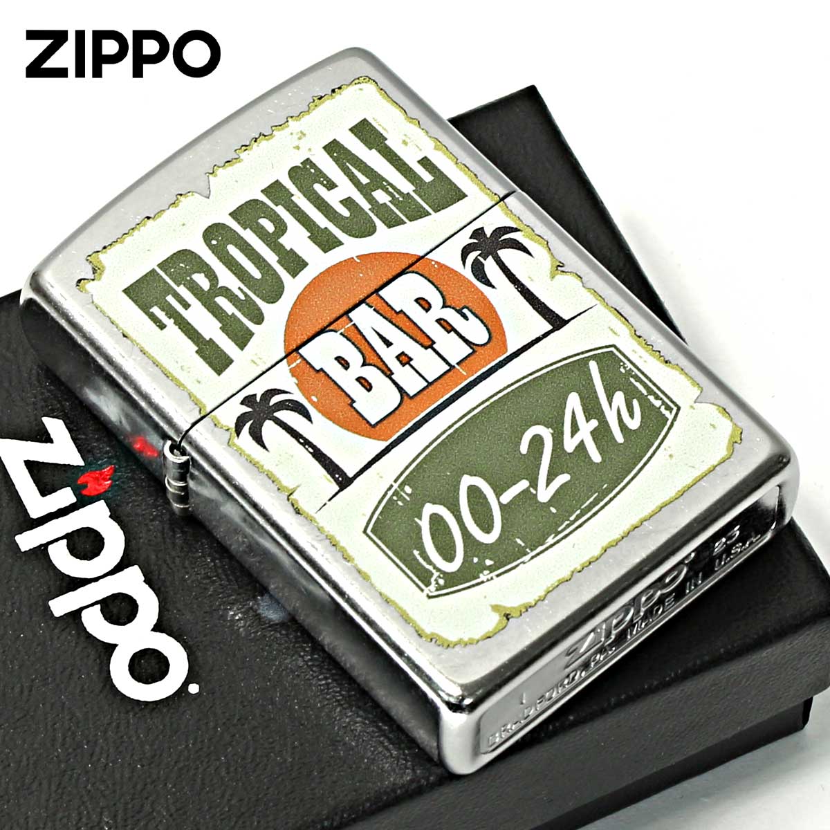 Zippo ジッポー トロピカルバー プリント加工 TROPICAL BAR ＃207 Emboss printing  EP-KD メール便可