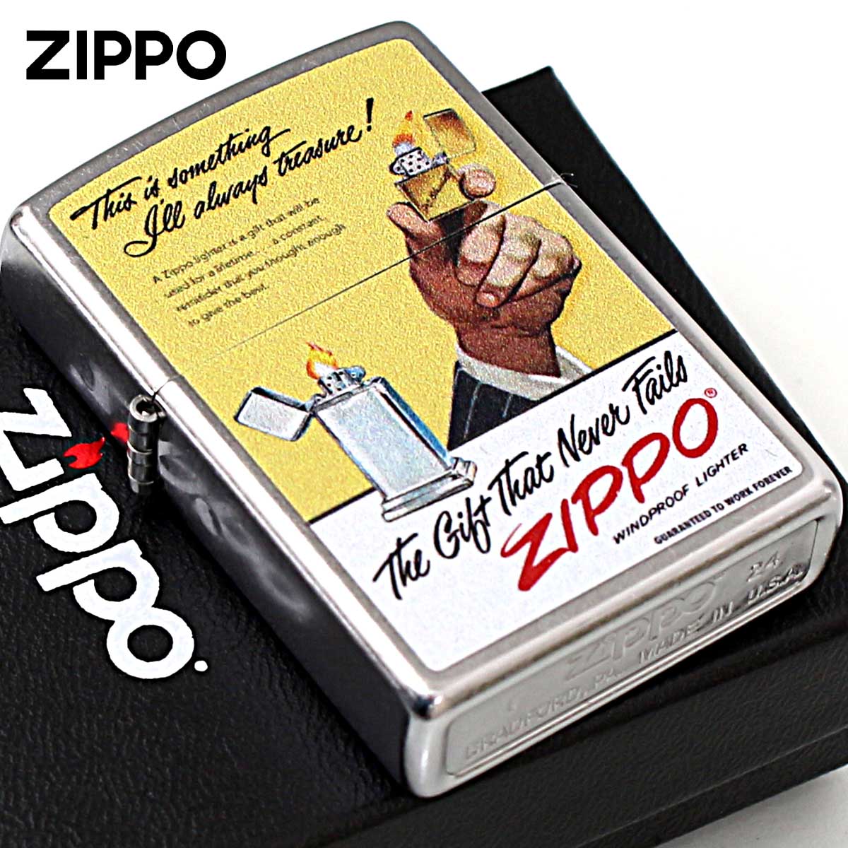 Zippo ジッポー オールドポスター風 The Gift That Never Fails ZIPPO アメリカ加工 Processing in USA Z207-119570 メール便可