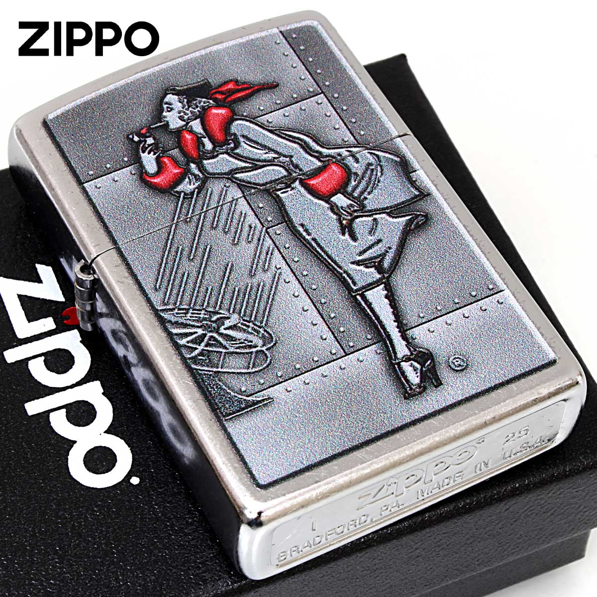 Zippo ジッポー Windy Wind ウインディ 風の中 エンブレム風 Z207-125617 メール便可