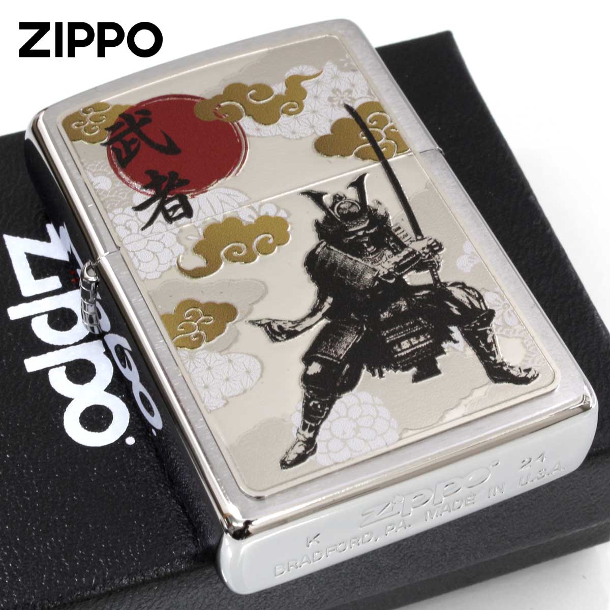 Zippo ジッポー 和柄デザイン プレート 武者 WS-KA メール便可