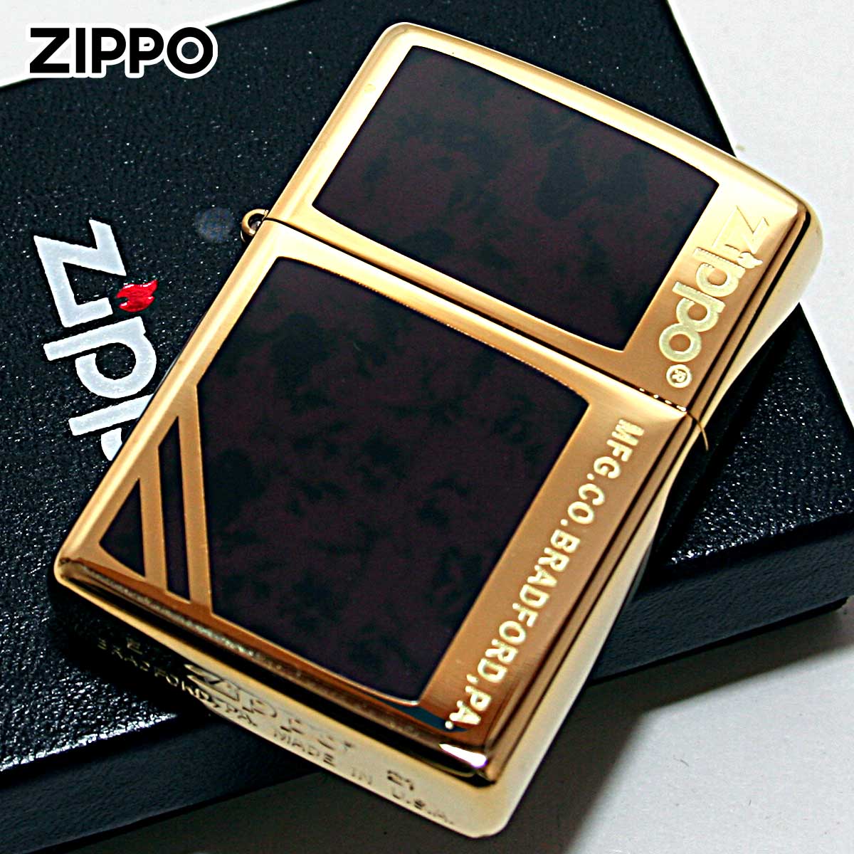 Zippo ジッポー ブラウン マーブル 大理石調 金メッキ ラッカー仕上げ CD2 A GD&BW 1201S424