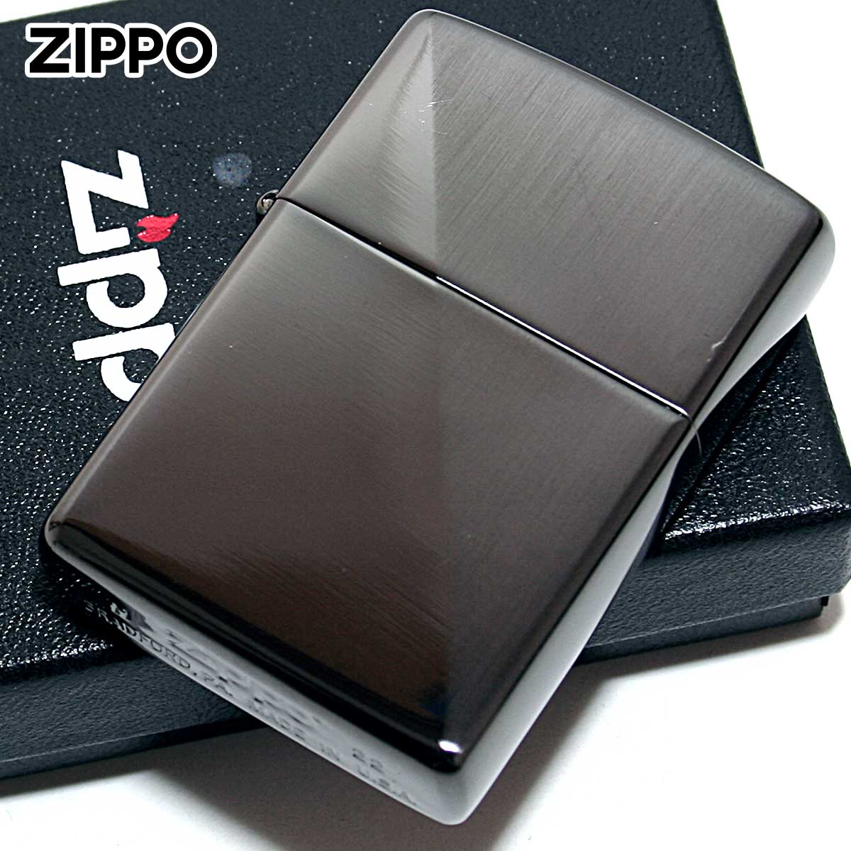 Zippo ジッポー スタンダードハーフ サテーナ ポリッシュ ブラック Standard half 1201S265 メール便可