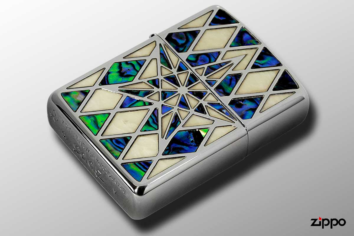 Zippo ジッポー アーマー シェル 貝 スター 星 インレイ 象嵌 シルバー ARMOR SHELL STAR 1201S621