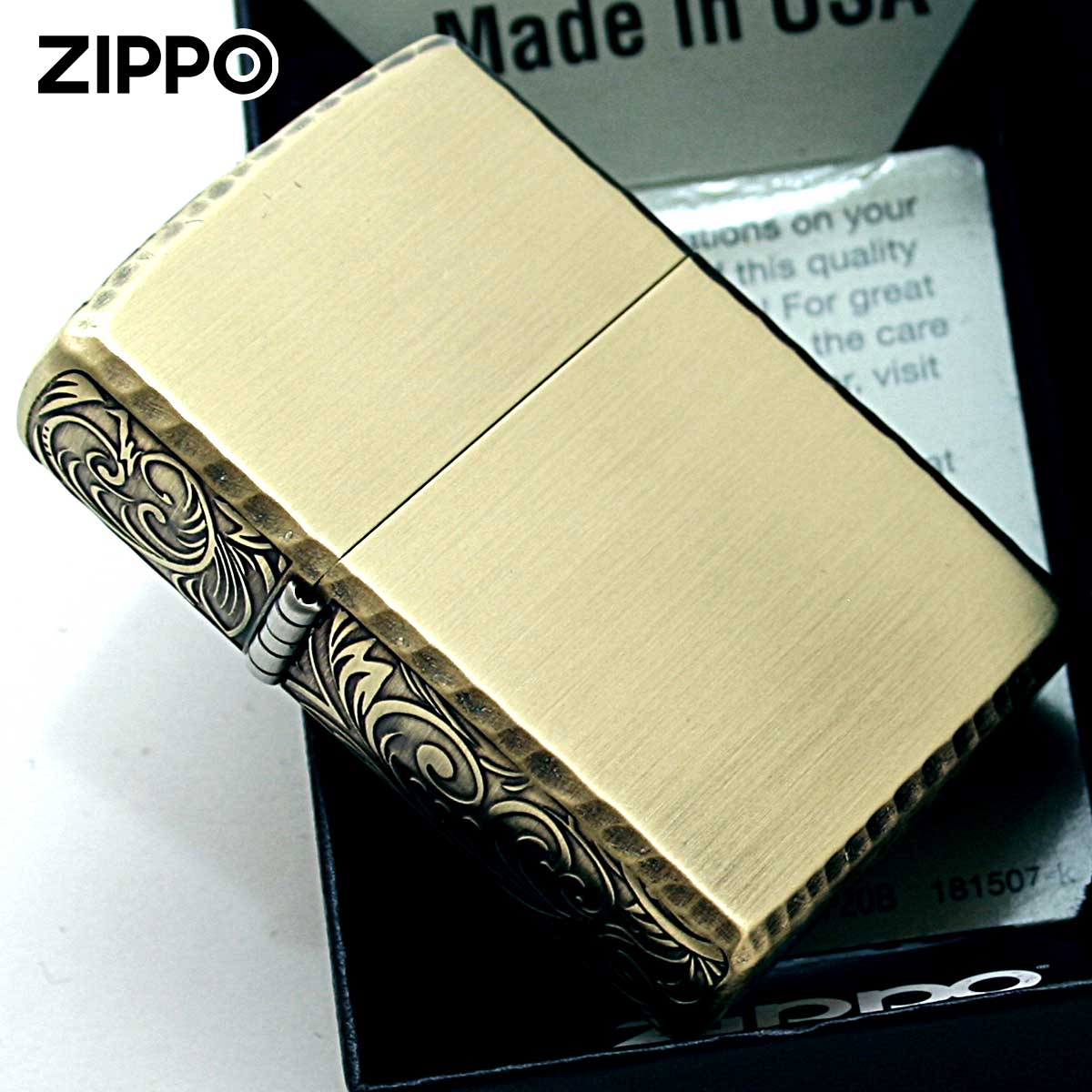 Zippo ジッポー サイド 3面 アラベスク 唐草 リューター加工 ブラス 1201S792