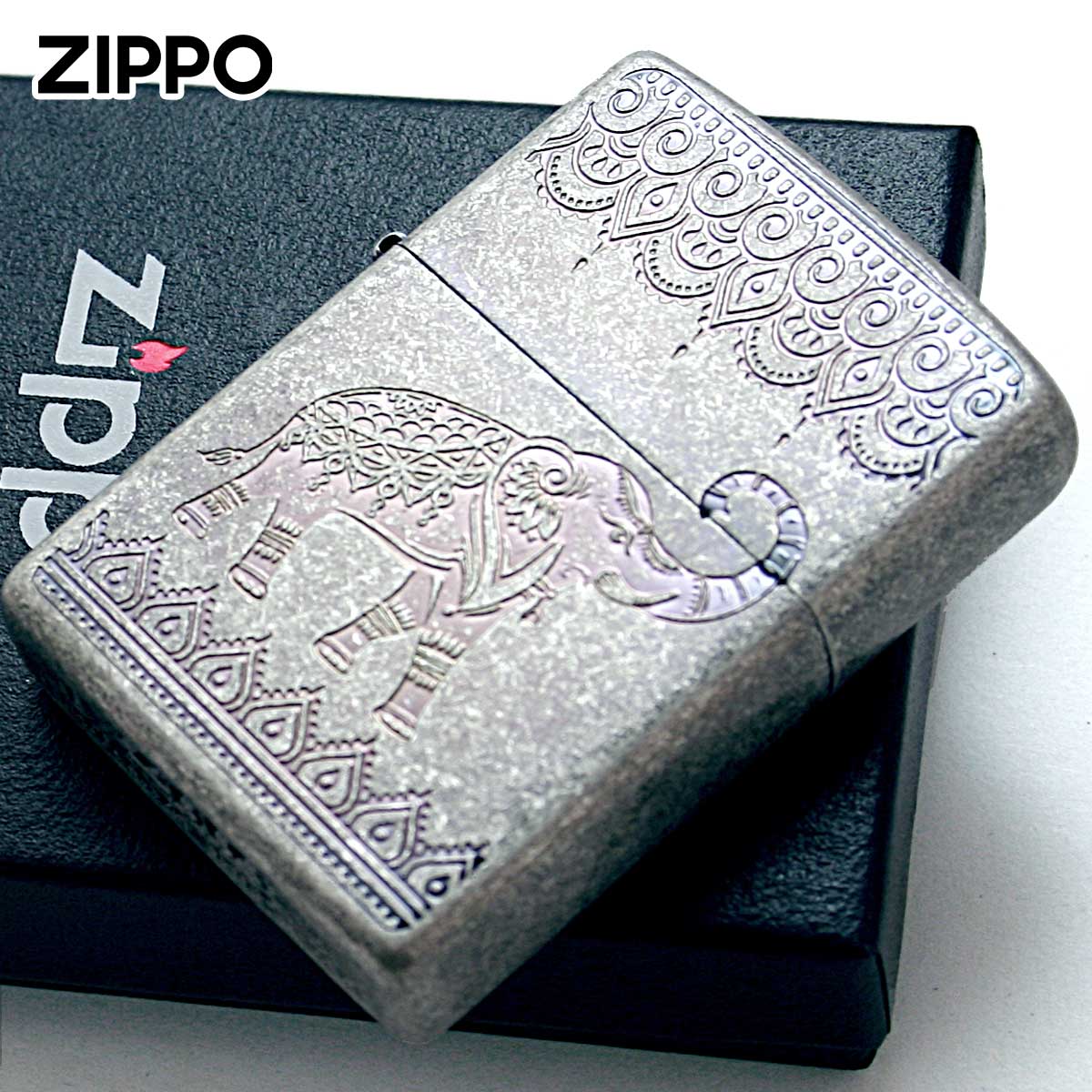 Zippo ジッポー インディアン エレファント 象 シルバー アンテーク風 INDIAN ELEPHANT B 1201S800 メール便可