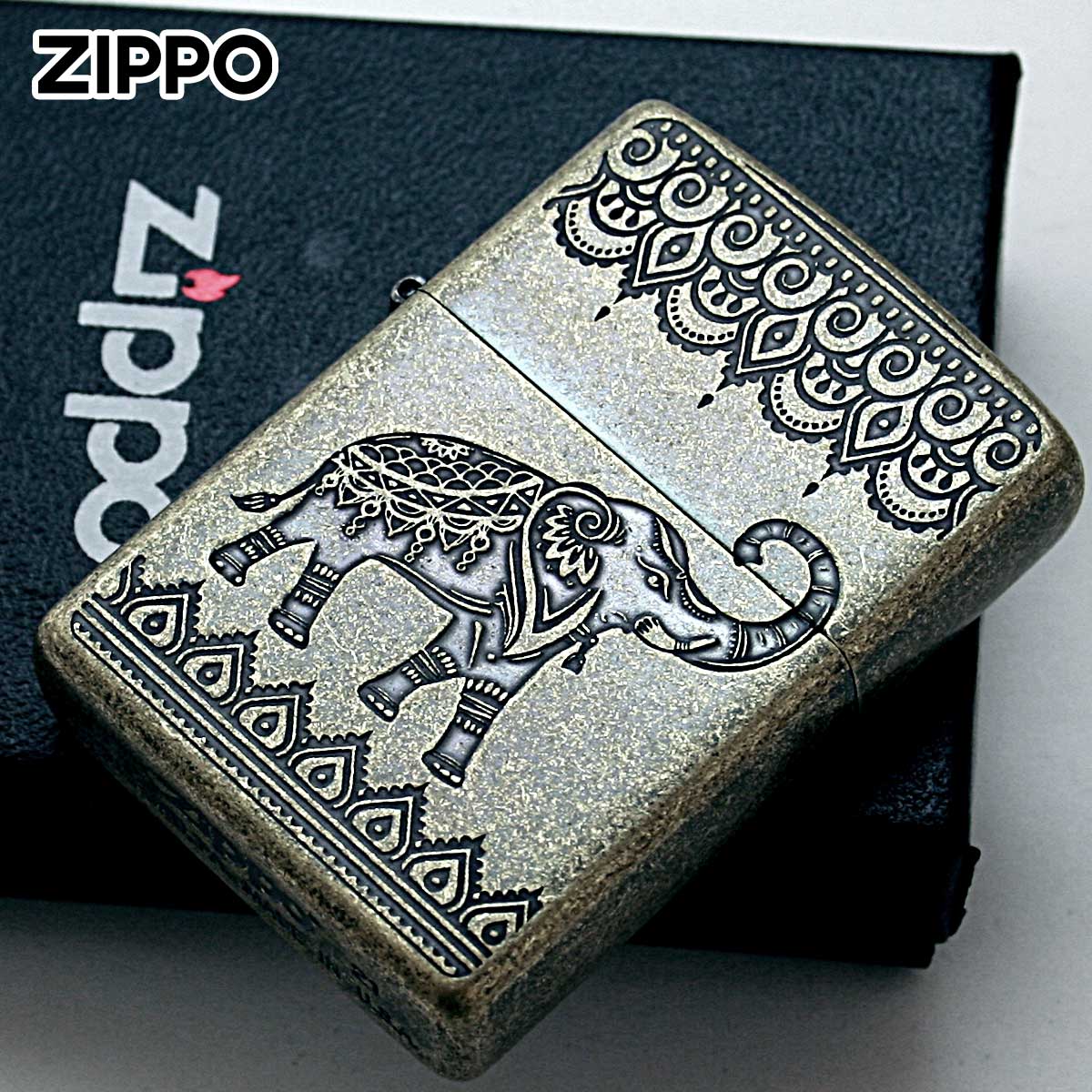 Zippo ジッポー インディアン エレファント 象 ブラス アンテーク風 INDIAN ELEPHANT B 1201S801 メール便可