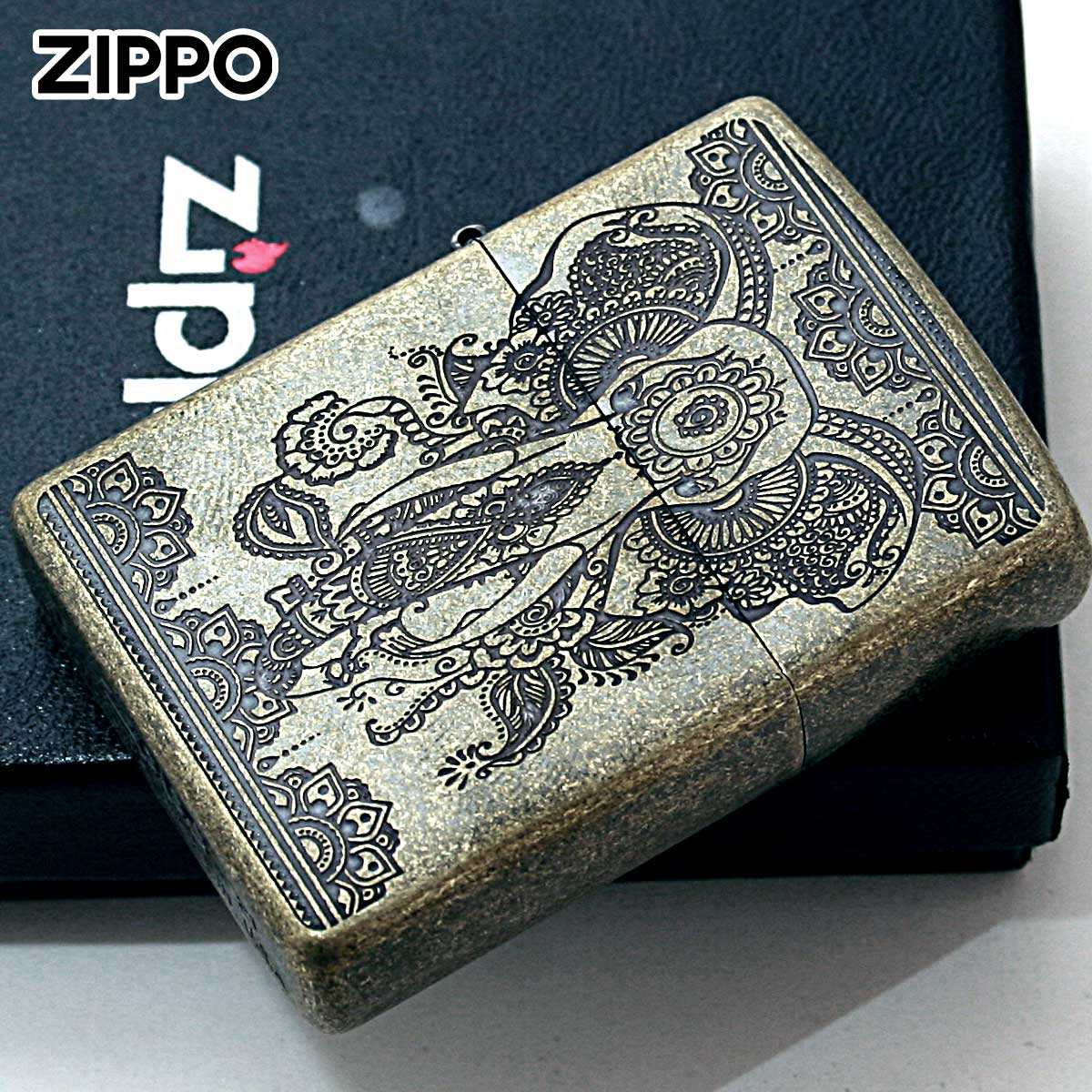 Zippo ジッポー インディアン エレファント 象 ブラス アンテーク風 INDIAN ELEPHANT A 1201S799 メール便可