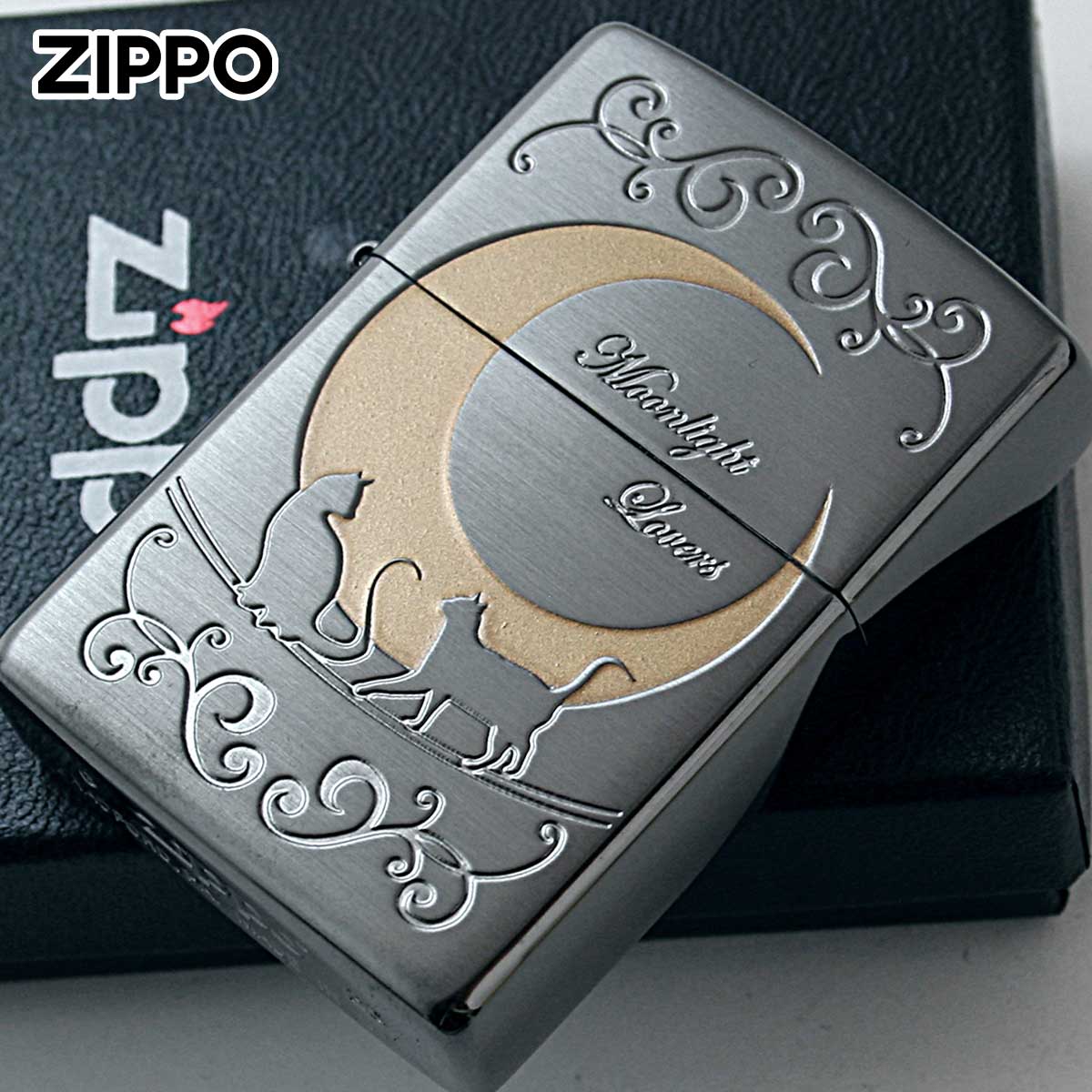 Zippo ジッポー ムーンライトラバーズ ネコ 三日月 猫 シルエット Moonlight Lovers cats A 1201S616