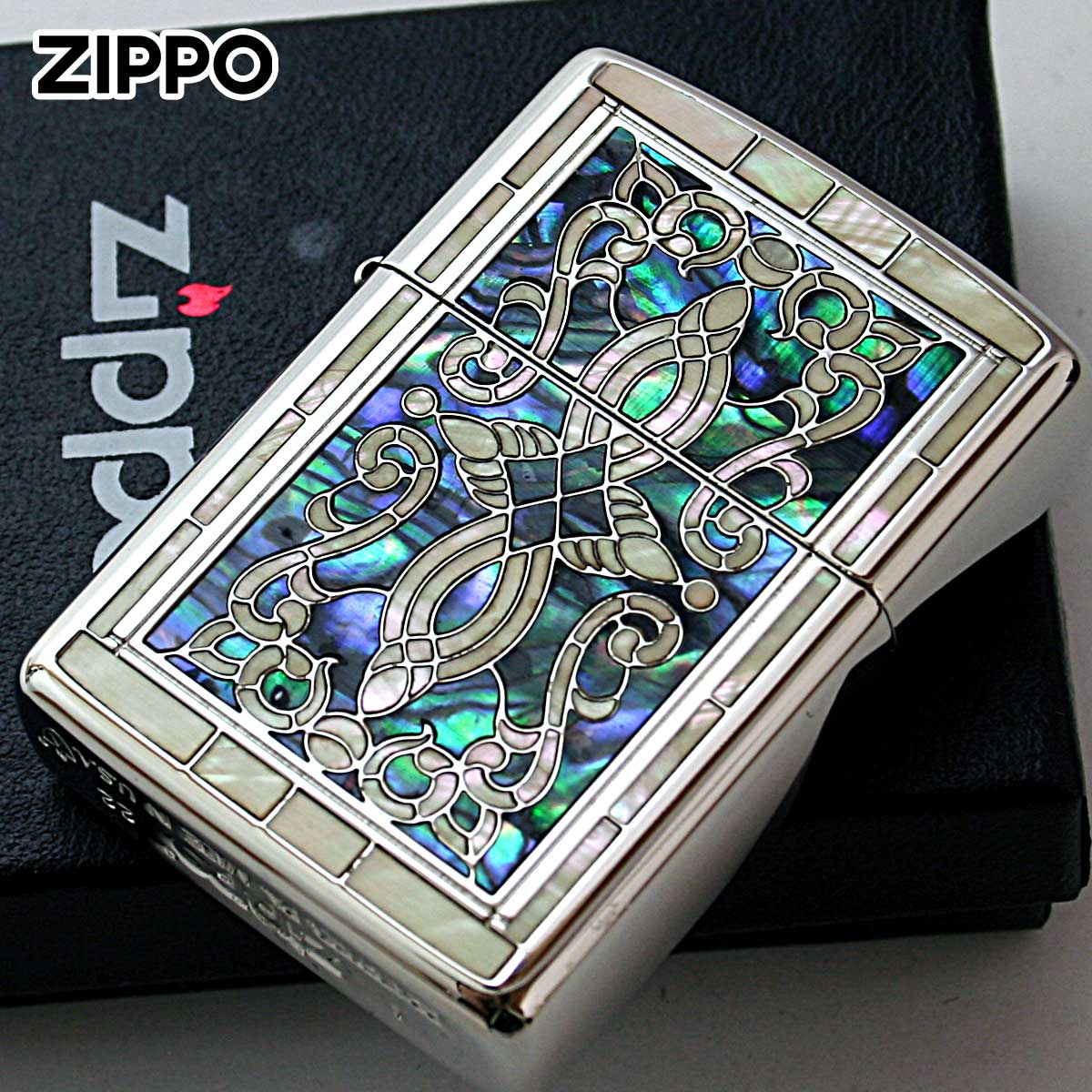 Zippo ジッポー アーマー シェル 貝インレイ 象嵌 ヘリテージ シルバー ARMOR SHELL HERITAGE SV 1201S865