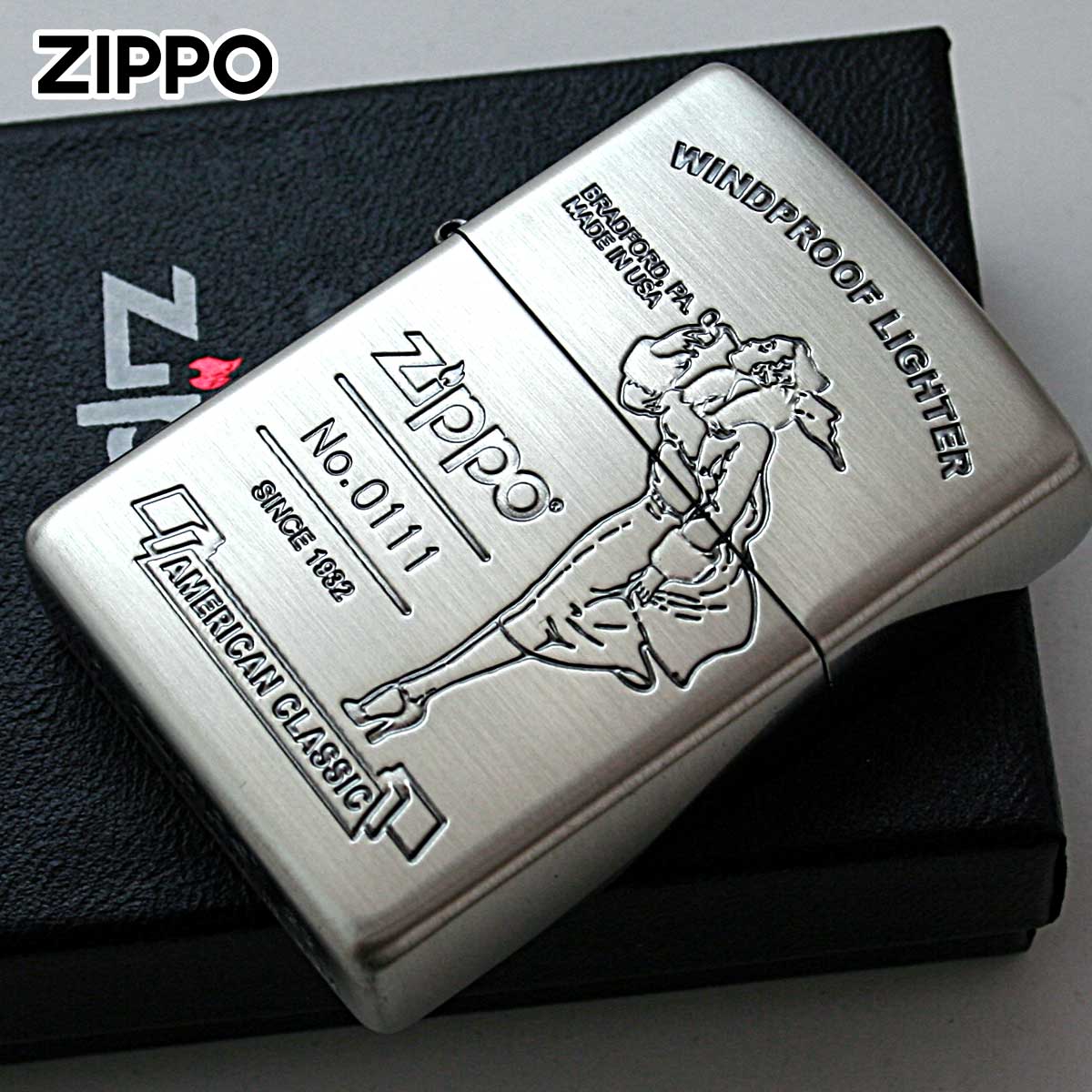 Zippo ジッポー ウインディ ガール アメリカンクラシック シルバー Windy Girl AMERICAN CLASSIC SV シリアル番号 1201S875