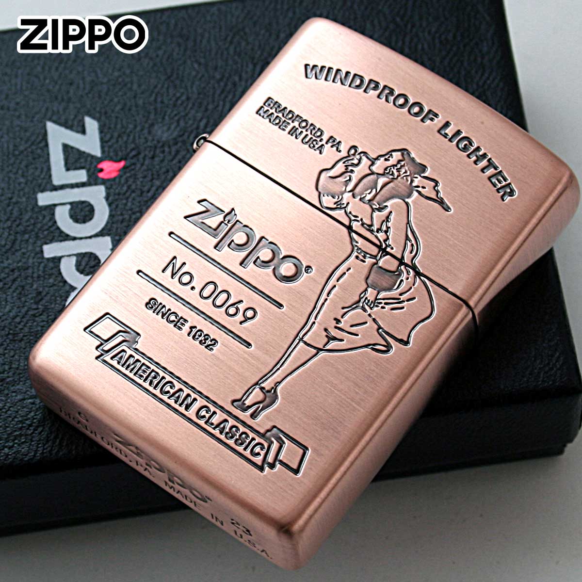 Zippo ジッポー ウインディ ガール アメリカンクラシック カッパー Windy Girl AMERICAN CLASSIC CP シリアル番号 1201S876