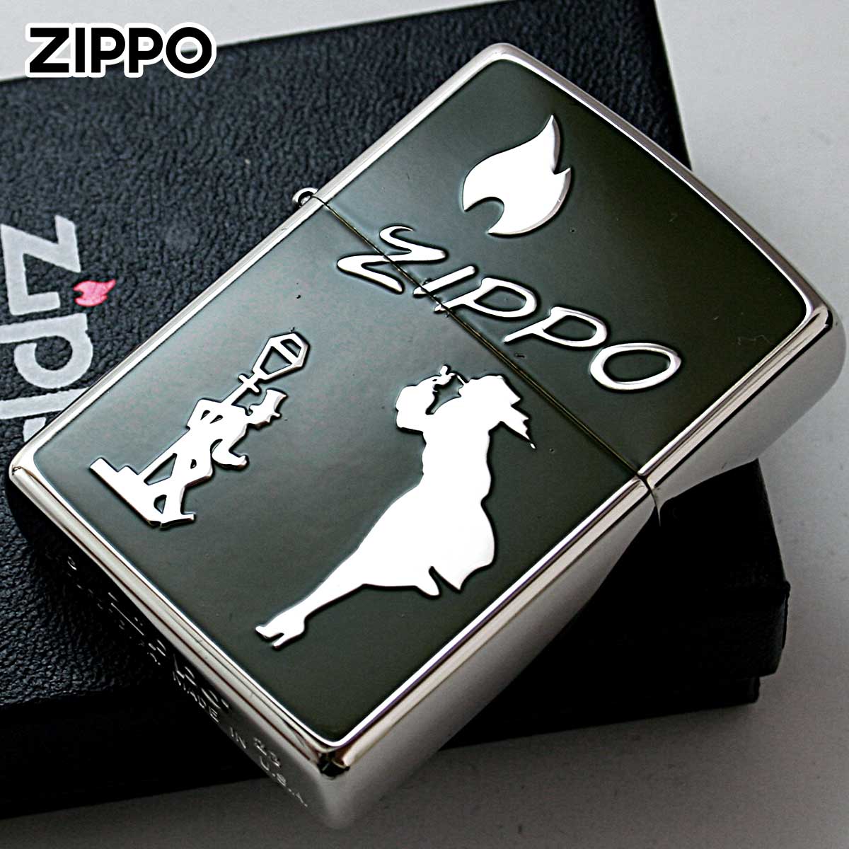 Zippo ジッポー ウインディ ドランク 炎 アイコンフレーム クラッシックロゴ シルバー カーキ Classic Logos SV KH 1201S854