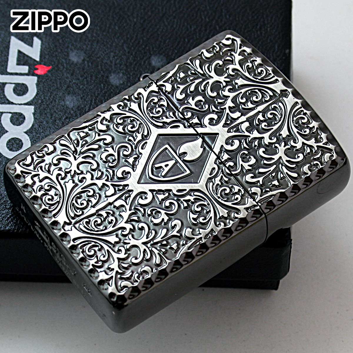 Zippo ジッポー アーマー アラベスク 唐草 コーナーリューター 両面加工 シルバー ブラック ARMOR Arabesque 162 SB 1201S848