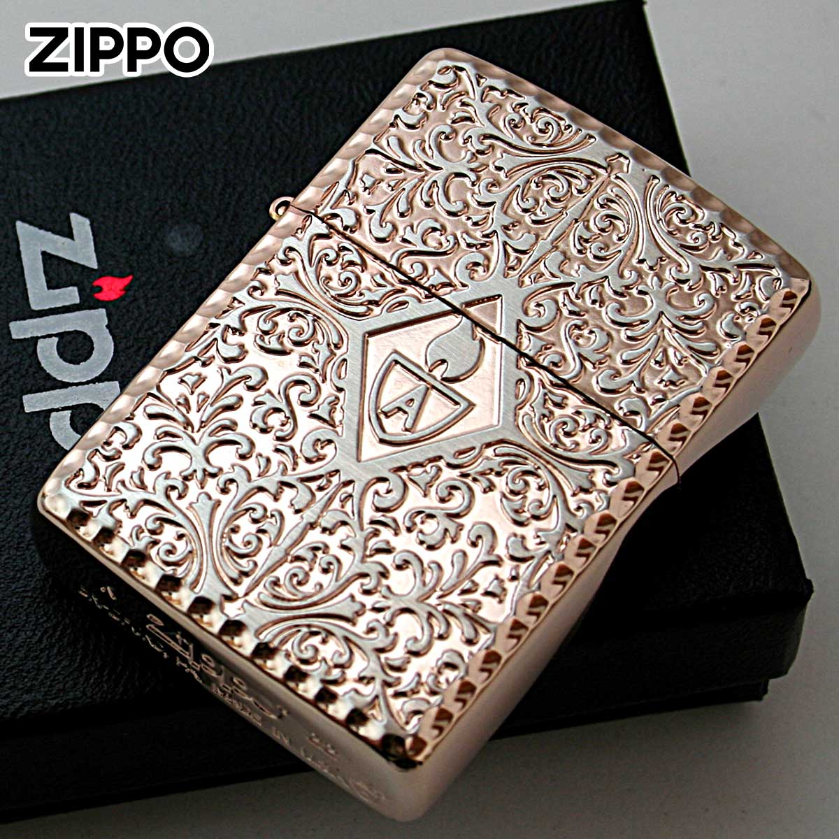 Zippo ジッポー アーマー アラベスク 唐草 コーナーリューター 両面加工 ピンクゴールド ARMOR Arabesque 162 PKG 1201S850