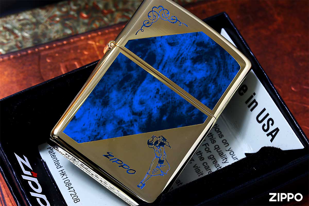 Zippo ジッポー ウインディ ガール マーブル 大理石調 アラベスク 唐草 ゴールドタンク 1201S816 メール便可