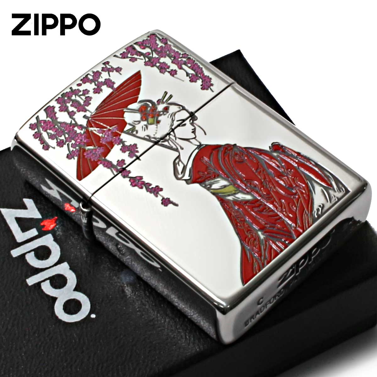 Zippo ジッポー 芸者 GEISHA 和柄 紅色 1201S899