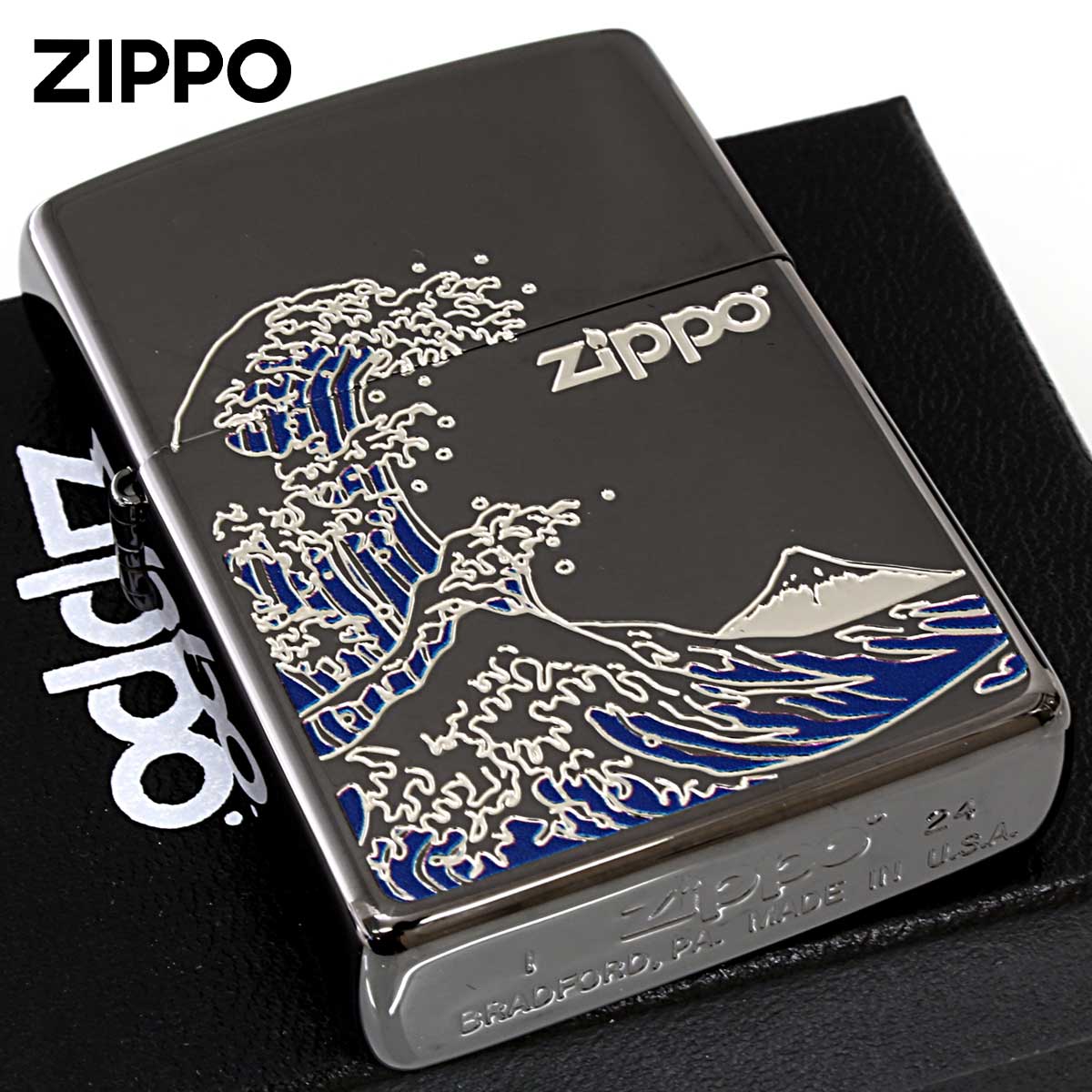 Zippo ジッポー 浪裏 ナミウラ 和柄 ブラック BK 1201S906