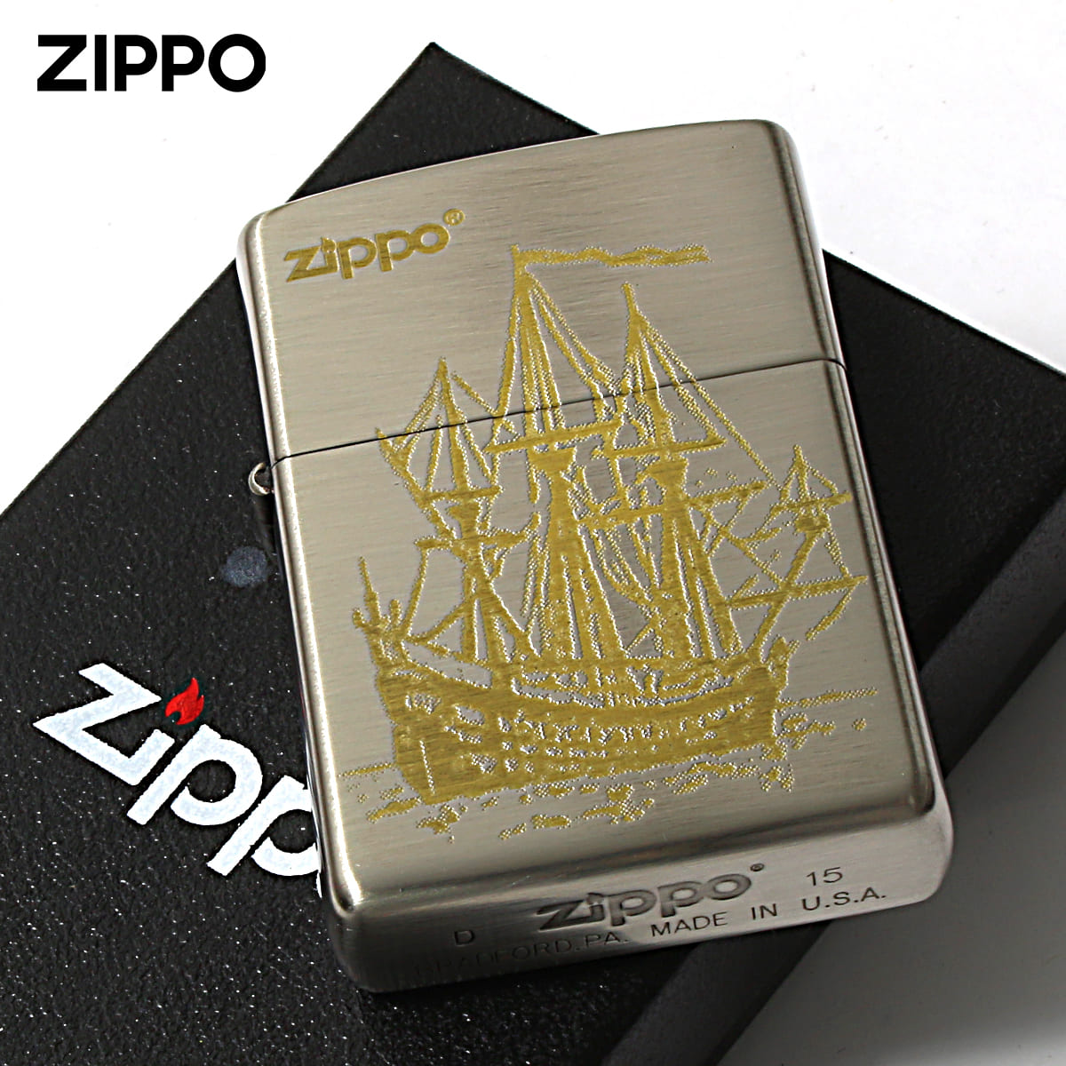 Zippo ジッポー 帆船 ハンセン ニッケルサテン #NS メール便可