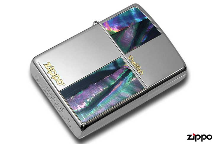Zippo ジッポー Shellish Desgin ZIPPO LOGO 貝貼り 幾何学模様 ジッポロゴ N#9 メール便可