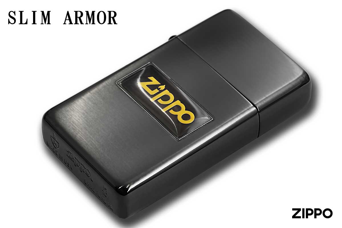 Zippo ジッポー SLIM ARMOR スリムアーマー 液晶ロゴ ブラック #1 メール便可