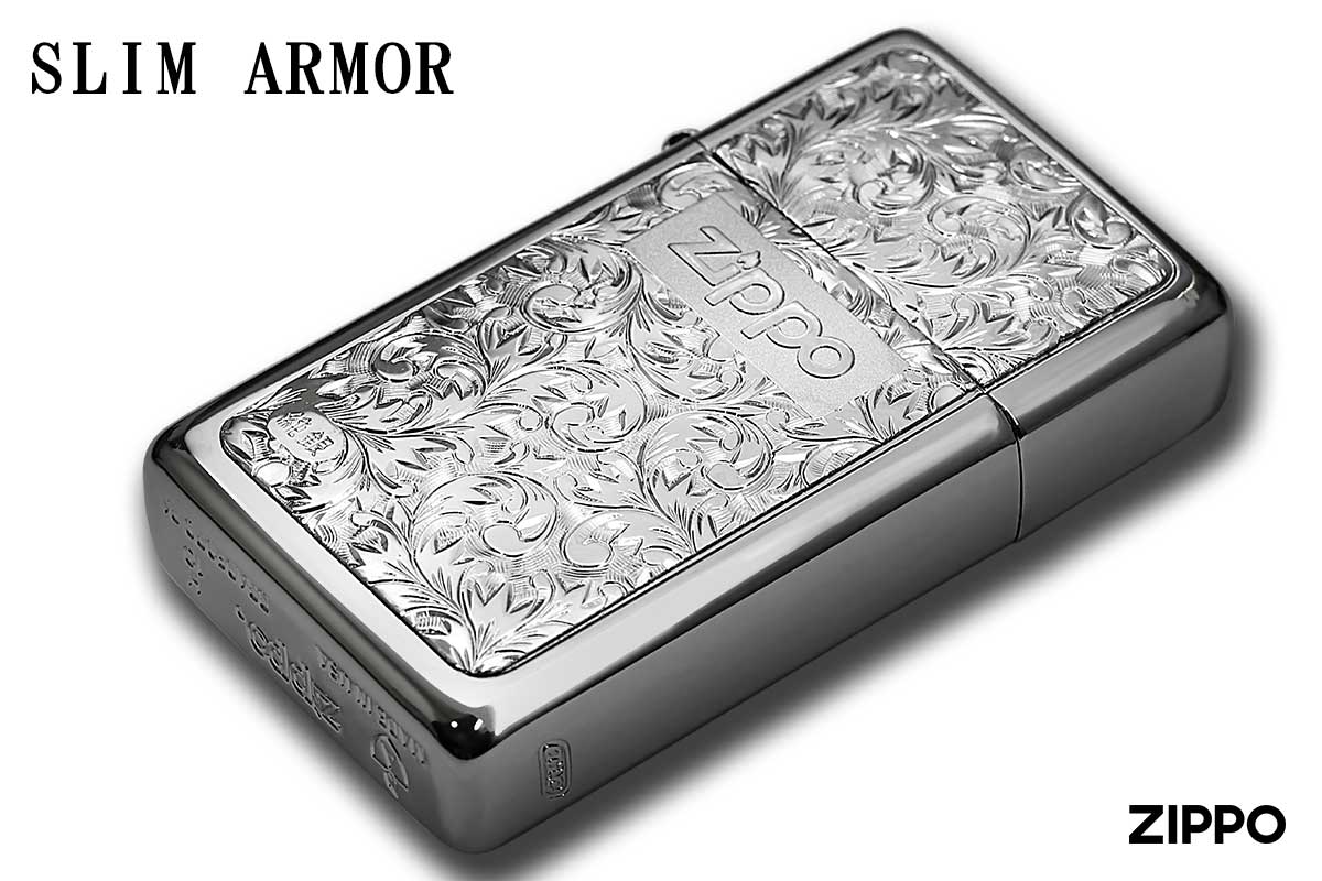 Zippo ジッポー SLIM ARMOR スリムアーマー 銀チタン #KR-7 メール便可