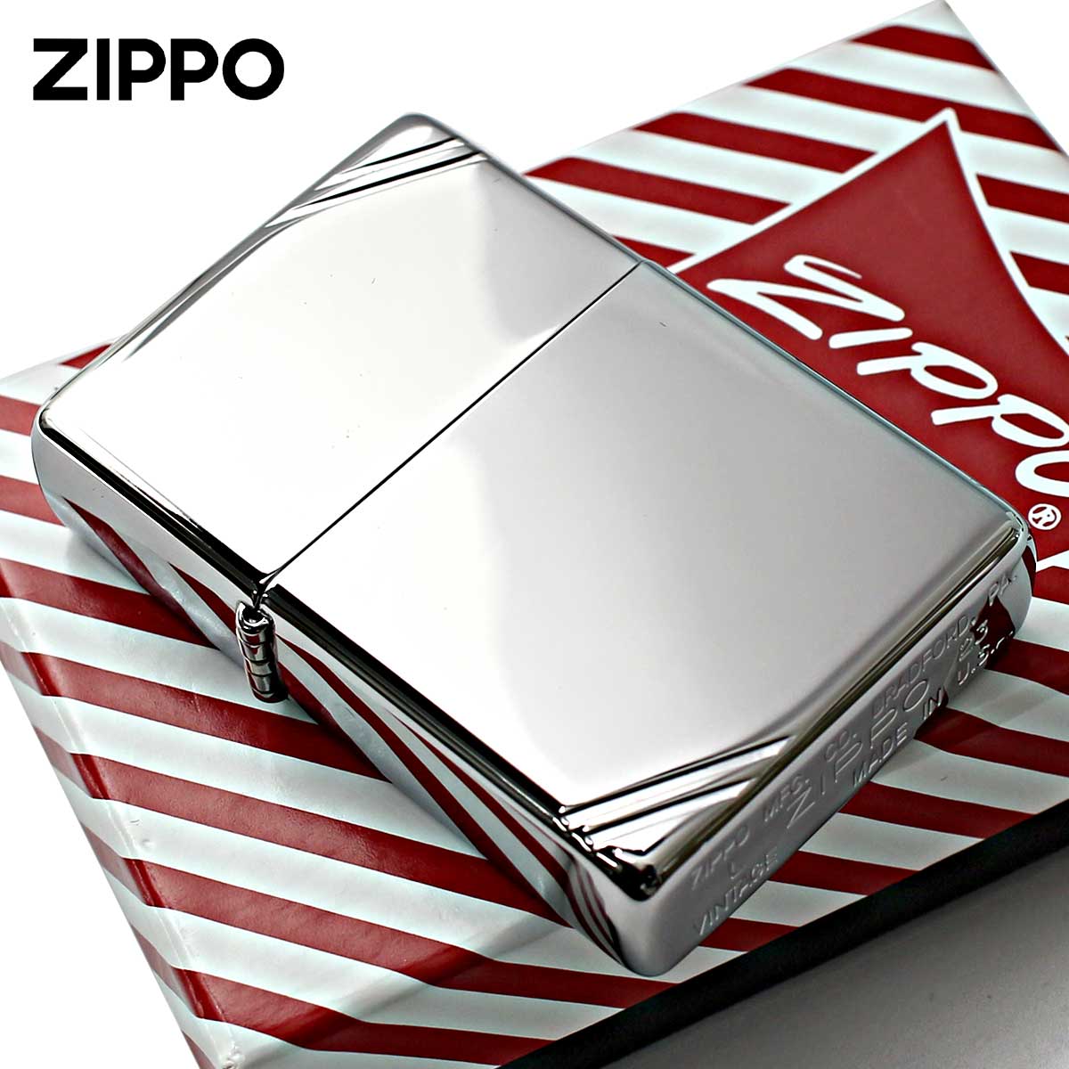 Zippo ジッポー 1937レプリカ 無地 シルバー 鏡面 フラットトップ ビンテージ ダイヤゴナルライン ハイポリッシュクローム High Polish Chrome Vintage No.260 メール便可