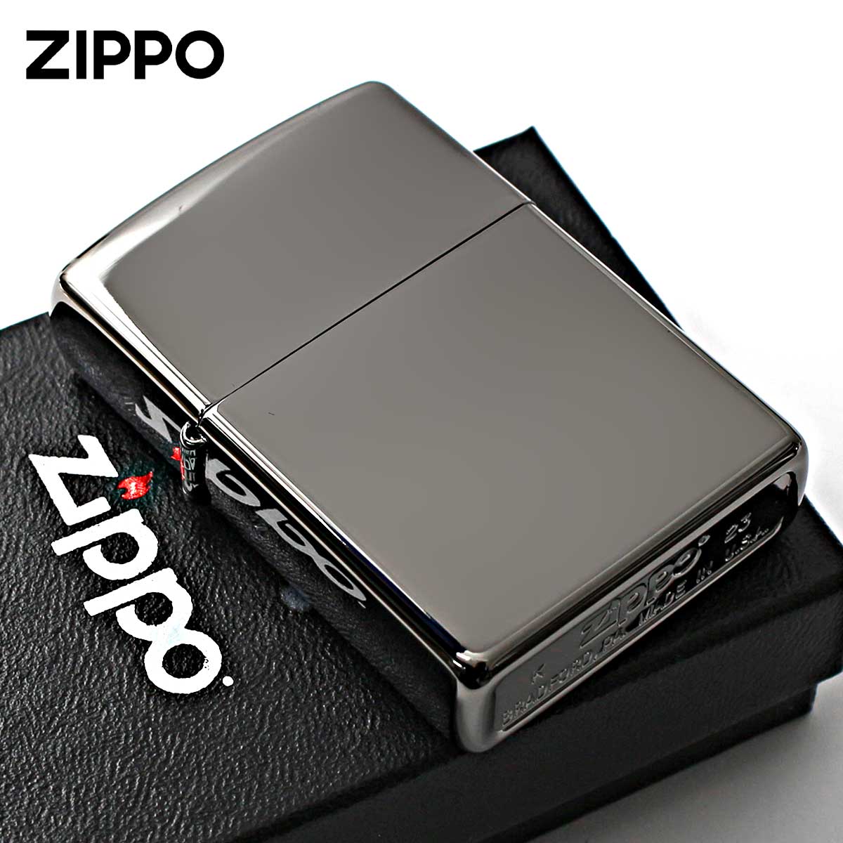 Zippo ジッポー 無地 淡い黒 鏡面 ブラックアイス Black Ice PVDコーティング No.150 メール便可
