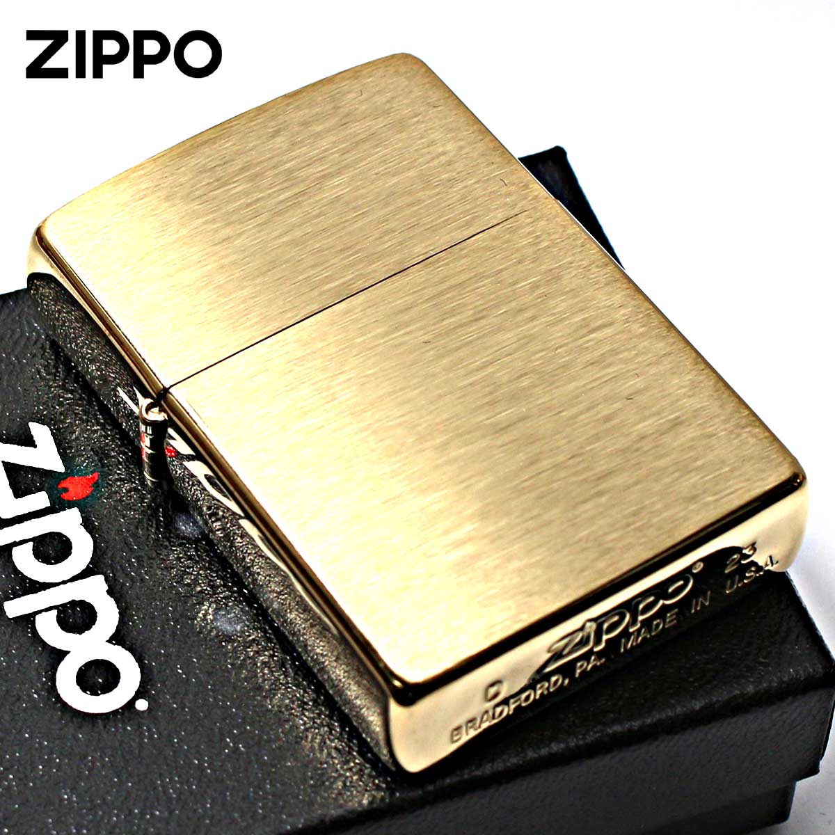 Zippo ジッポー 無地 真鍮無垢 ブラス つや消し ブラッシュドソリッドブラス Brushed Solid Brass No.204 刻印無し メール便可