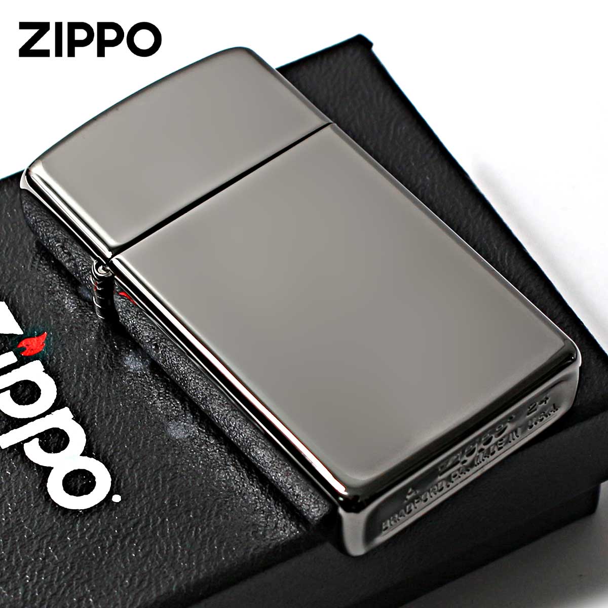 Zippo ジッポー スリム 無地 淡い黒 鏡面 ブラックアイス SLIM Black Ice PVDコーティング No.20492 メール便可