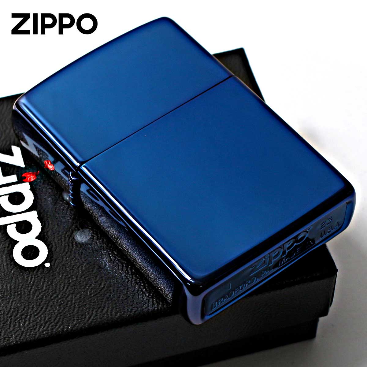 Zippo ジッポー サファイア 無地 青 ブルー 鏡面 ポリッシュ High Polish Blue No.20446 メール便可