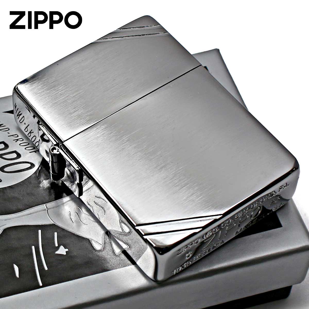 Zippo ジッポー 1935レプリカ 無地 シルバー つや消しブラッシュドクローム ダイアゴナルラン Brushed Chrome  No.1935 メール便可