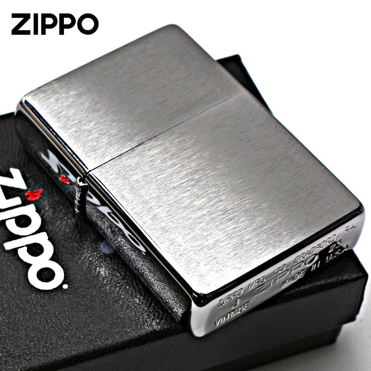 Zippo ジッポー 1937レプリカ 無地 シルバー つや消し フラットトップ ビンテージ ブラッシュドクローム Brushed Chrome Vintage No.230CC メール便可