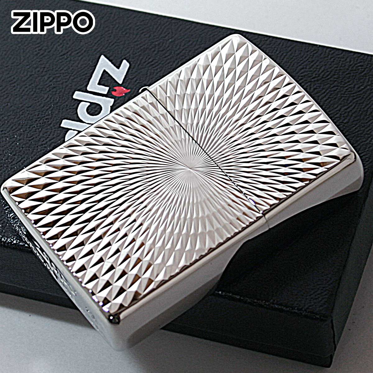 Zippo ジッポー ダイヤモンドカット プラチナ加工 両面加工 Diamond Cut Platinum Plate 2EP-2D C B