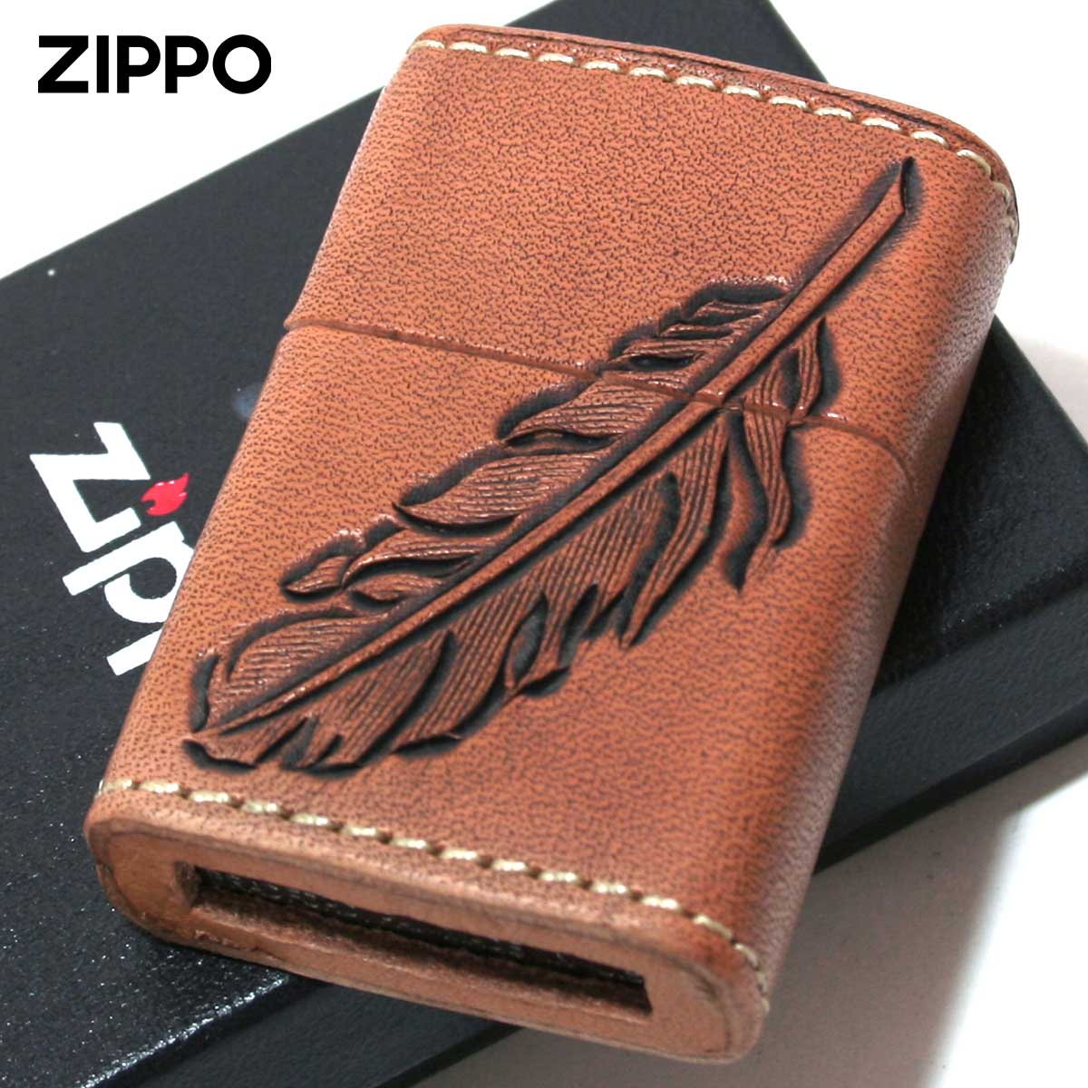 Zippo ジッポー 革巻き レザー ワークス カオス Leather Works CHAOS LWC Z フェザー