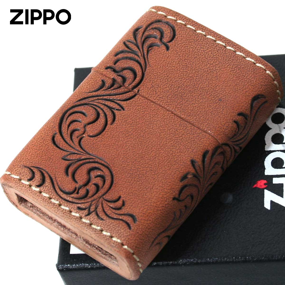 Zippo ジッポー 革巻き レザー ワークス カオス Leather Works CHAOS LWC Z 唐草 アラベスク