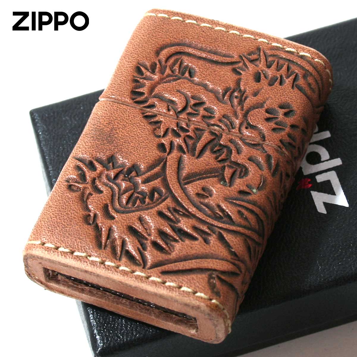 Zippo ジッポー 革巻き レザー ワークス カオス Leather Works CHAOS LWC Z 龍神
